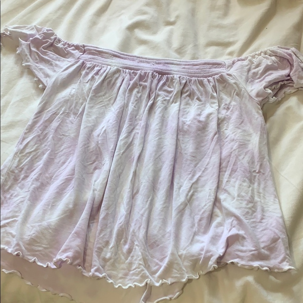 Purple and white off the shoulder top